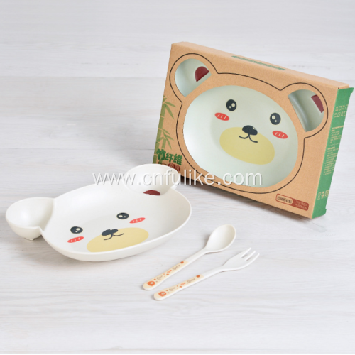 3-Pieces Natural Bamboo Fiber Child Tableware
